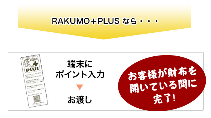 RAKUMO＋PLUS なら・・・お客様が財布を開いている間に完了!